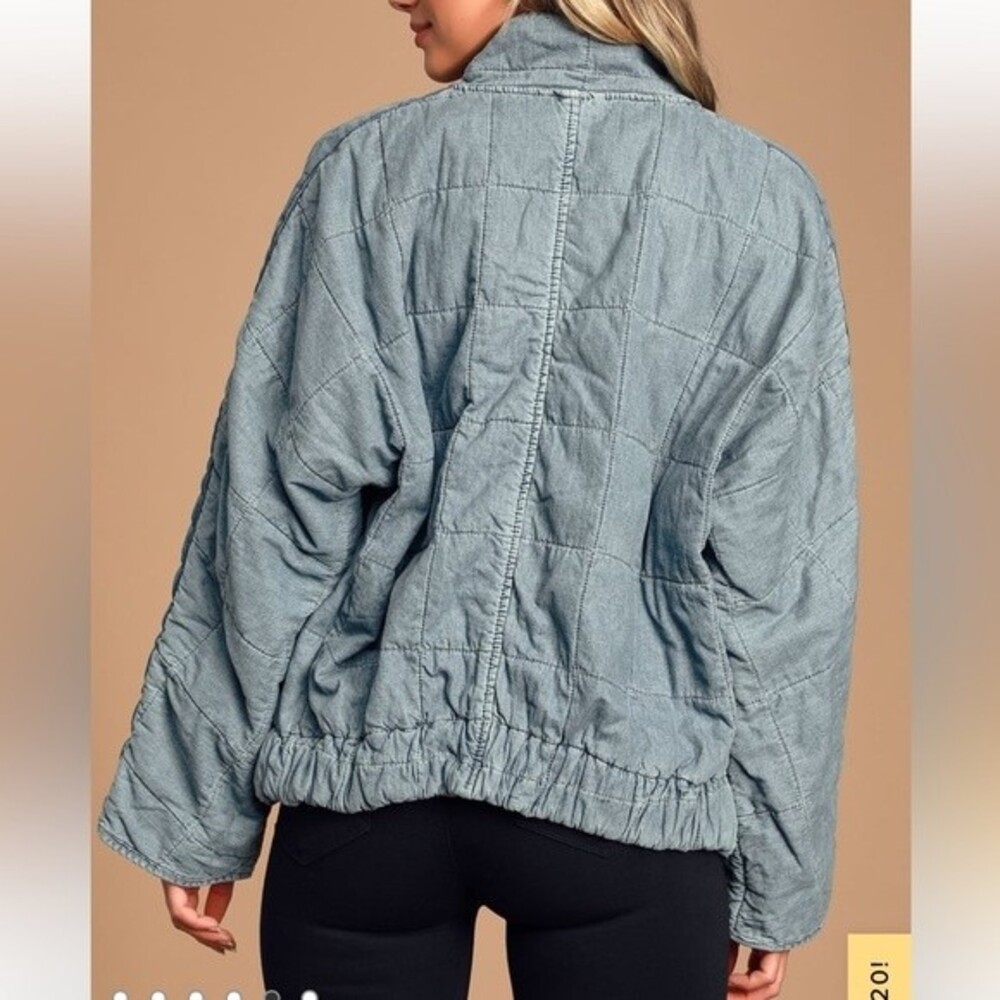 FREE PEOPLE Jacket womens DOLMAN QUILTED DENIM JACKET medium - Picture 6 of 13